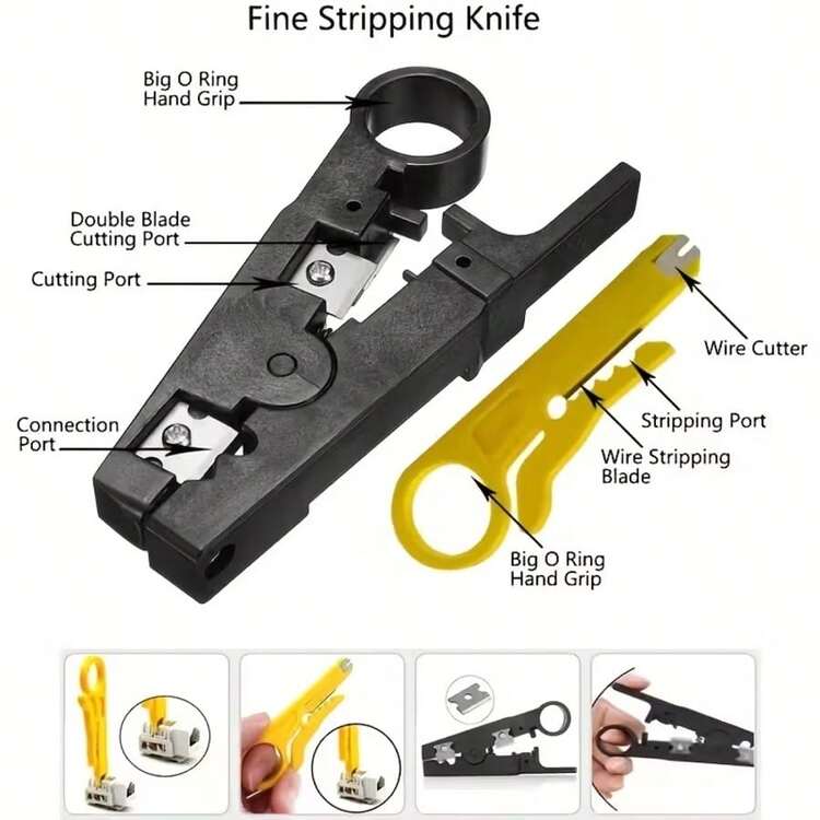 Network Cable Crimping Tool Set, Network Tester, Wire Stripper, Punch Down Tool, RJ45 Crimp Tool, Cable Installation And Repair Tool Kit - Multiple Styles - View 7