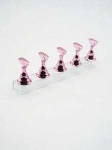 Solid Color Simple Nail Art Chess Pieces Practice Nail Holders Daily Casual Tools - Pink - View 1