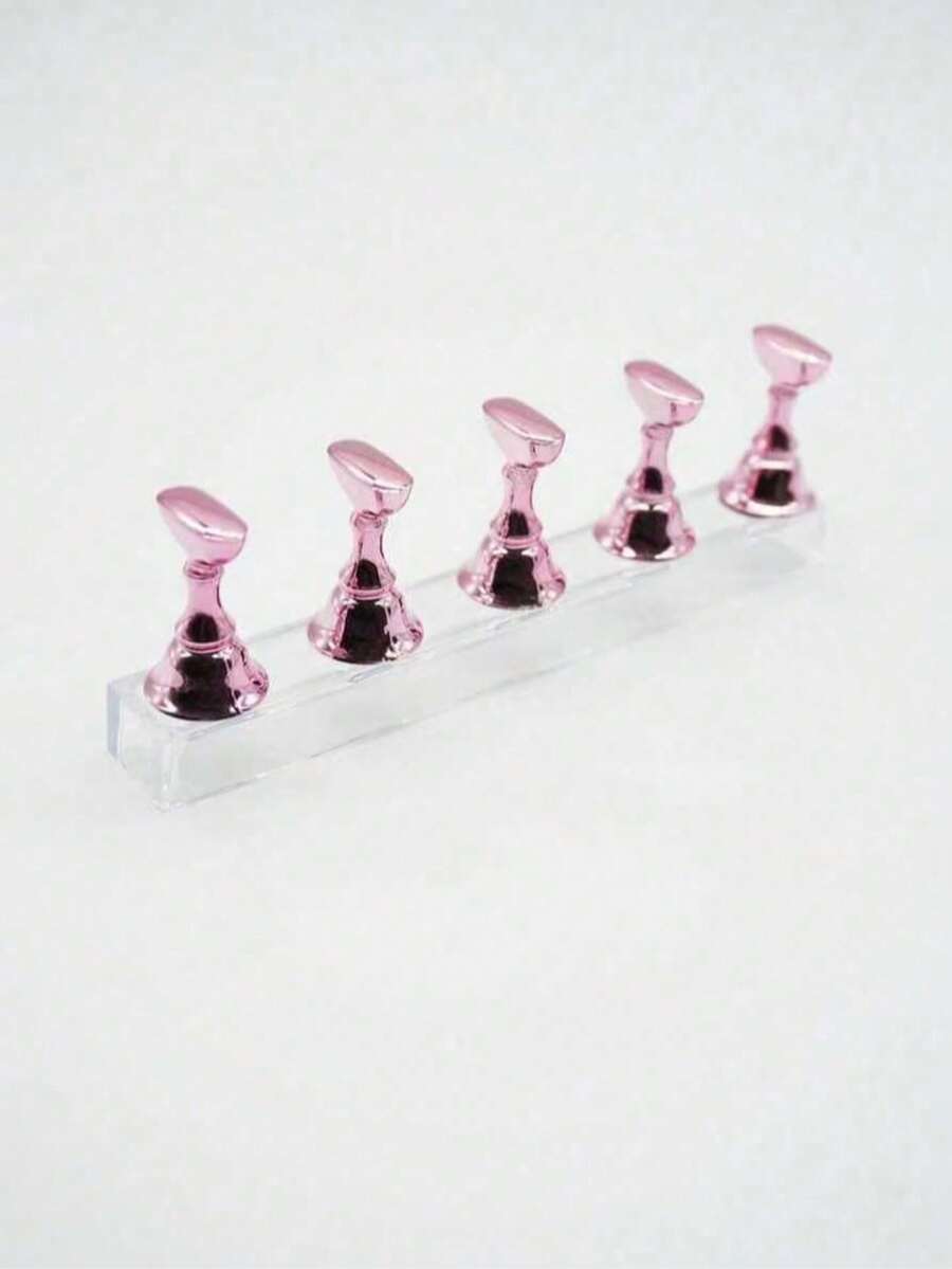 Solid Color Simple Nail Art Chess Pieces Practice Nail Holders Daily Casual Tools - Pink - View 1