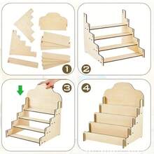 Wooden Multi-Layer Desktop Organizer, Curved Gentle Design, Layered Compartment Layout, Can Hold Postcards, Photos, Magazines, Art Books, Smooth Edges Without Burrs, Easy And Stable Assembly, Suitable For Desk, Vanity, Coffee Table, Storage And Display 2-In-1, Create A Healing And Fresh Desktop, Great Home Decor For Small Spaces - Wood Color - View 5