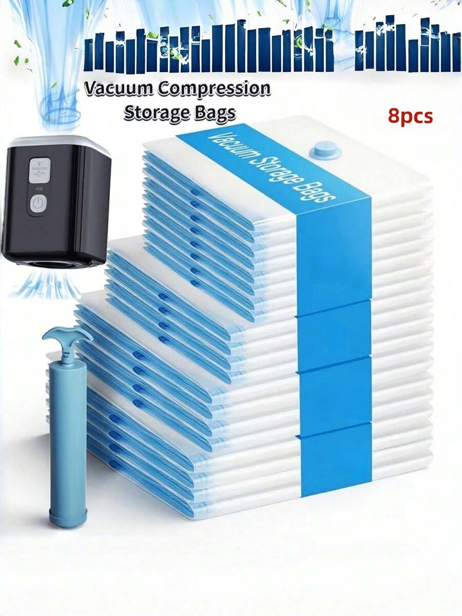 Grup Erik 8pcs Vacuum Storage Bags With Pump, Space-Saving Airtight Bags, Suitable For Clothes, Pillows, Bedding