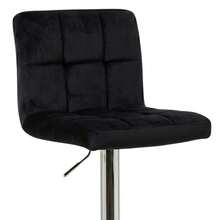 Pack de 2 Taburetes de Bar y Cocina Silla Alta Velvet Zenit Regulable y Giratoria 360º con Respaldo y Reposapiés Taburete de Terciopelo Elegante para Comedor Isla de Cocina Barra Hogar - Negro - Ver 5