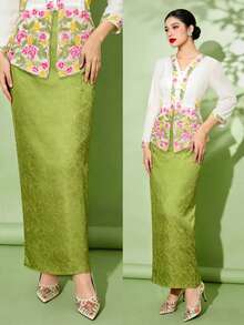 1pc Elegant Women's Green Skirt - Green - View 1