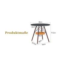 Dining Table With A Diameter Of 80 Cm / Dining Table With An MDF Tabletop / Metal Frame / Woven Storage Basket / Solid Wood Table Legs / Suitable For Small Dining Areas, Balconies, And Corners In The Living Room - Walnut Wood, Black - View 8