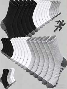 15 pares de calcetines deportivos profesionales de compresión de alta elasticidad hasta la pantorrilla, paquete múltiple, talón reforzado de color contrastante para mayor durabilidad, textura acanalada vertical 3D para soporte mejorado de las piernas, transpirables y que absorben la humedad, adecuados para baloncesto, trote, senderismo, desplazamientos, calcetines de entrenamiento para todas las estaciones - Multicolor - Ver 1