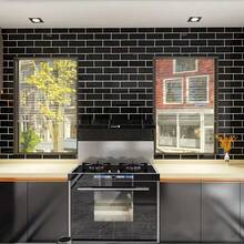 1 Roll Black & White Brick Pattern Self-Adhesive Vinyl Wallpaper - Removable, Waterproof, Moisture-Proof, Cuttable, Easy To Install, Multiple Sizes, Suitable For Living Room, Kitchen, Bedroom, Bathroom, Cabinets, Tables, Walls, Furniture Renovation, Brick And Wood Minimalist Fashion Style - Black Brick - View 6