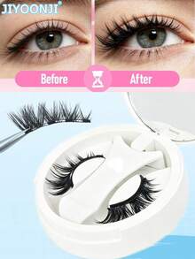 1 Pair Magnetic False Eyelashes, Extended Tail, Natural Style, Reusable, No Glue Needed - Black - View 1