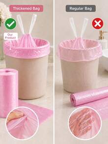400/200/100/50pcs Pink Drawstring Trash Bags - Rose Scented Thick Leak-Proof Garbage Bags, 4-5 Gallon Small Capacity, Durable And Sturdy, Suitable For Bathroom, Kitchen And Daily Home Use - Multicolor - View 4
