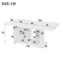 Mesa de comedor extensible de 140/180 x 80 cm, apta para 6-8 personas, con espacio de almacenamiento, tablero reforzado, mesa de comedor extensible de estilo escandinavo, color roble. - Blanco - Ver 6
