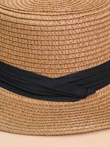 1 Peça Chapéu de Palha Feminino, Poliéster Boêmio (Poliéster) Moda Outdoor Novo Estilo, Aba Larga, Chapéu de Palha Respirável com Proteção Solar Personalizada para Mulheres, Adequado para Uso Diário ao Ar Livre - Multicolorido - Visão 6