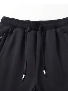 Men's Thick Fleece Ski Pants, Soft And Comfortable, With Zipper Pockets And Drawstring Waist, Suitable For Winter Outdoor Sports, Black - Black - View 8