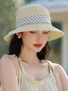 1件女款休閒聚酯纖維草帽，適合日常戶外使用 - 彩色 - 查看 6