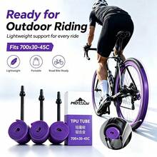 MOTSUV 4入輕量 TPU 內胎 700x30-45C 公路車內胎 鋁合金 Presta 氣嘴 45/65/85mm 超輕量防刺 - 紫色 - 查看 9