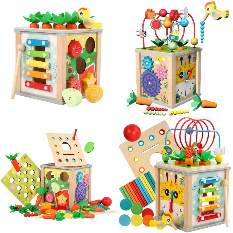 1 Set Baby Early Education Multi-Functional Hexagon Puzzle Box, Kids Shape Sorting Toy, Beads, Bug Catching, Piano Keys, Shape Recognition Educational Toy