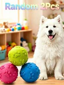 3 quả bóng đồ chơi cho chó bằng cao su tự nhiên có tiếng kêu, bóng nhai cao su dập nổi hình dấu chân cho chó nhỏ, chó vừa và chó con, đồ chơi tương tác bền bỉ để chơi ném bắt, phụ kiện thú cưng giảm căng thẳng dùng cho huấn luyện trong nhà ngoài trời và vệ sinh răng hàng ngày - Nhiều màu - Xem 12