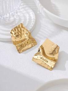 1 Pair Exaggerated Asymmetric Geometric Stud Earrings, Women's Earrings, Suitable For Personalized, European And American Style - Yellow Gold - View 3