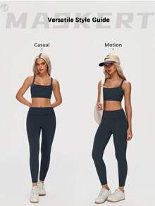 MASKERT Women's Vest And Pants Two Pieces Set Sports Shaping Yoga Pilates Set Gym Running Outdoor Hiking And Mountaineering Set - Iron Gray - View 2