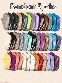 10 Pairs Random Color Anti-Slip Dot Grip Short Socks For Infants And Toddlers, Baby Indoor Floor Anti-Slip Invisible Socks, Macaron Multi-Color Breathable Elastic Learning To Walk Socks, Soft And Comfortable For All Seasons, Suitable For Home Crawling And Daily Wear - Multicolor - View 5