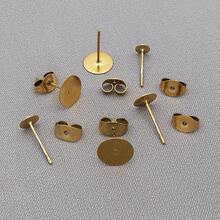 5pcs/Lot Gold Stainless Steel Earring Studs Blank Post Base Pins With Earring Plug Findings Ear Back For DIY Jewelry Making Accessory - Gold - View 6
