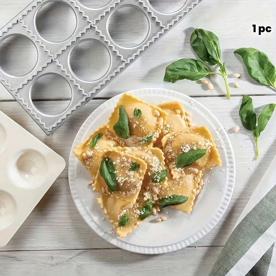 1 Pack 12-Cavity Ravioli Mold Press | Manual Italian Pasta Maker | Aluminum Dumpling & Wonton Stamping Tool | Multipurpose Pierogi Pastry Cutter | Kitchen Baking Accessory - View 1
