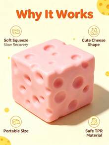 Food Model Squeeze Toy, Pink Square Cheese Block Toy, Slow Rebound TPR Squishy Toy, Creative Party Gift For Holiday Gatherings - Multicolor - View 8