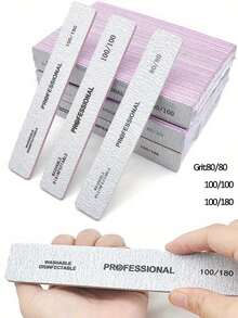 3/5/10pcs Double-Sided 100/180 Grit Reusable Nail Files, Suitable For Natural Nails, Acrylic Nails And Nail Tips, Professional Nail Care Tools For Home And Salon Use - Multicolor - View 11