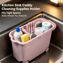 15L Rolling Plastic Storage Bin With Drain Rack, Narrow Gap Household Organizer Cart - A - View 2