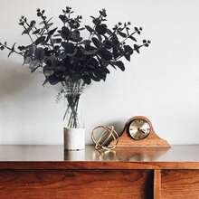 1/3PCS Artificial Eucalyptus Stems Bouquet White Faux Silk Eucalyptus Leaves With 4 Branches Real Touch Leaf Stem For Vase Wedding Home Party Decor Table Centerpiece DIY Flower Arrangements - Black - View 5