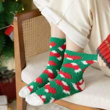 5 Pairs Plush & Fun Christmas Socks, Warm & Elastic For Winter, Novelty Colorful Tube Socks, Unisex - Multicolor - View 6