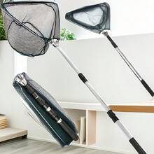 1pc Aluminum Alloy Telescopic Fishing Net, Triangular Mesh Design, Essential Tool For Freshwater/Saltwater Fishing, Suitable For Catching Shrimp, Crab, Fish, Fishing Accessory, Ideal Choice For Outdoor Fishing - Multicolor - View 2