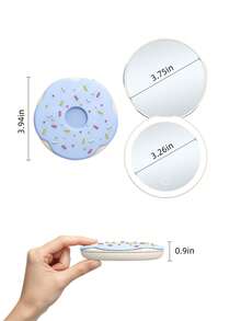 SEAMIRROR Rechargeable Portable LED Makeup Mirror 1X/2X Magnification With 3-Color Adjustable Fill Light, Compact Foldable Donut Mirror - Multicolor - View 5