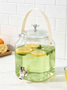 1pc Handheld Beverage Dispenser With Tap & Stand, Large Capacity Cold Water Jug For Lemon Fruit Tea, Juice And Wine, Airtight Drink Container For Household Parties, Tap Design For Easy Pouring And Portable Carrying At Home Gatherings - Transparent - View 9