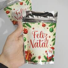 20 SAQUINHO METALIZADO FELIZ NATAL PERSONALIZADO PARA FESTA DE NATAL OU ANIVERSÁRIO - Damasco - Visão 4