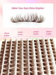 Sibeuna 110pcs Fluffy Brown Cluster Lash Extensions, Fluffy Crossed Individual Segmented False Lashes D Curl Faux Mink Eyelash Clusters For Beginner Natural Daily Makeup - D - View 4