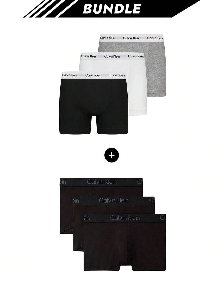 Calvin Klein [حزمة] 3 عبوات بوكسر حديثة + بوكسر بيكيني ضيق 3 عبوات - رمادي / أبيض / أسود + أسود - مشاهدة 1