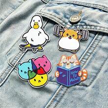 4 Piezas/Set Parches Termoadhesivos de Animales de Dibujos Animados Lindos, Apliques Bordados de Pato, Gato y Hámster para Jeans, Chaquetas, Mochilas, Decoración Divertida de Ropa DIY - multicolor - Ver 1
