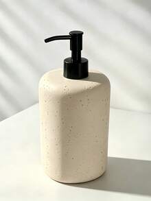 1pc Press-Type Soap Dispenser, Modern Wabi-Sabi Design, Rounded Bottle With Black Spotted Texture Pump Head, Suitable For Bathroom Hand Soap Or Body Wash - Black Pump Head - View 9
