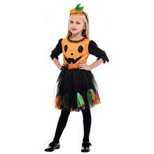 Girls Halloween Pumpkin Costume, Suitable For Carnival Party, Comes With Witch Headpiece, Children's Fancy Dress Ballet Tutu Set - Multicolor - View 9
