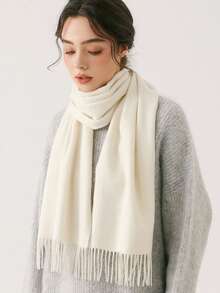 1pc Women's Small Size 30*180cm Solid Color Faux Cashmere Warm Versatile Tassel Long Scarf, Minimalist Fashion Elegant Winter Cold-Proof Warm Soft Scarf Shawl, Suitable For Daily Outings, Cold Weather, Gatherings, Dates, Christmas Gift Use - Multicolor - View 9
