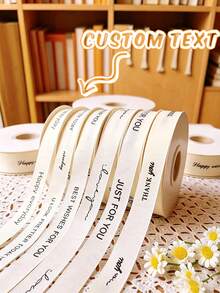 Custom Satin Ribbon, 25mm Personalized DIY Ribbon, Gift Wrapping, Birthday, Wedding, Anniversary, Woven Ribbon Bow Decoration Gift, School Supplies, Back To School Season - Multicolor - View 2