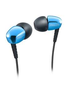 PHILIPS SHE3900BL 有線入耳式耳機，深沉強勁低音立體聲耳機，3 種尺寸柔軟矽膠耳塞，鍍金 3.5mm 插頭，1.2M 銅線，10-22000Hz 寬頻響應，輕量舒適佩戴有線耳機，藍色原裝正品 - 查看 4