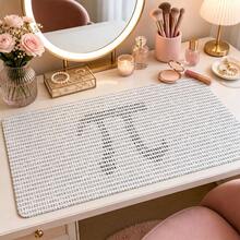 Minimalist Full Print Large Desk Mat, Gray Number Pattern, Non-Slip Rubber Extended Mouse Pad, Waterproof Keyboard Pad, Vanity Bedroom Study Decor - View 4