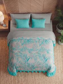 Home Elephant Double Quilt With Decorative Cushions - Teal Blue - View 5