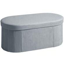 Folding Storage Bench, Velvet-Look Upholstered Bench For Living Room, 76 X 38 X 35 Cm, Dark Grey - Dark Grey - View 9