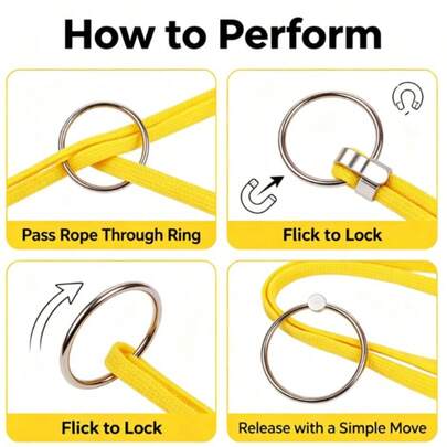 Magic Ring And Rope Illusion Prop, Magnetic Metal Ring Close-Up Magic Toy, Easy Beginner Magic Rope For Party And Street Performance, Random Color