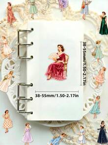 50Pcs Vintage 1950s Lady PET Stickers, Transparent Retro Mid Century Woman Dress Decals, Soft Vintage Aesthetic, Decor For Journal, Phone Case, Laptop, Scrapbook & Retro Fashion Crafts School Supplies - 6*6*1 - View 4