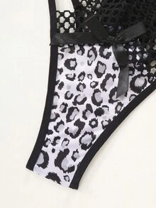 Mystèrelle 4PCS Women's Sexy Leopard Print Panties, Comfortable Hollow Out Breathable Triangle Panties, Zebra Print Thong T-Back - Multicolor - View 10