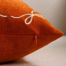 1件裝 秋季楓葉南瓜刺繡層次感抱枕套 12 X 20 英吋 Hello Fall 米色農舍風秋季枕套，適用沙發、客廳、居家感恩節秋季裝飾、房間裝飾、返校季、學校用品 - 橘色 - 查看 5