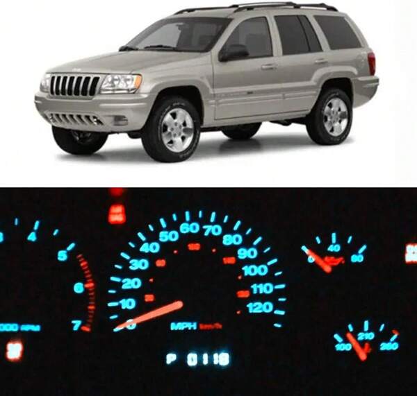 WLJH Kit de bombillas LED azul hielo súper brillantes para el panel de instrumentos y el grupo de indicadores del Grand Cherokee ZJ 1999-2004, paquete de 6