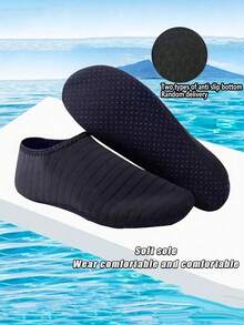 1 par de nuevos calcetines para esnórquel y playa para hombres y mujeres, con suela blanda, secado rápido, antideslizante, anticorte, aptos para piscina, playa, yoga, natación, surf, zapatos multiusos para interiores/exteriores, material transpirable, esenciales de playa, accesorios de playa, flotador de piscina - Negro - Ver 7